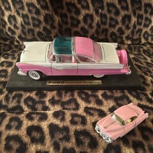 Ford Fairlane Crown Victoria (1955)  Model Car in Pink and White & 1953 Cadillac